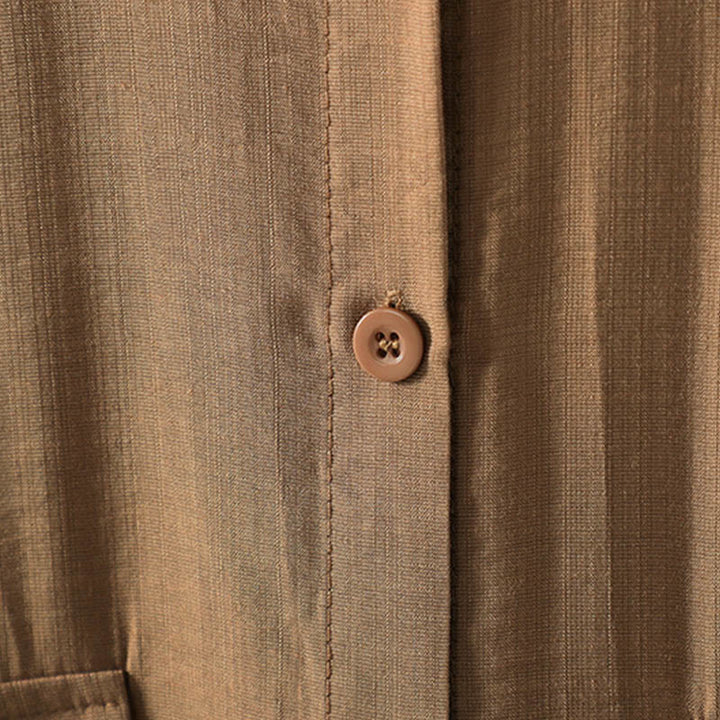 Buddha Stones Damen Baumwollmantel mit Taschen und schlichten Knöpfen - image 7