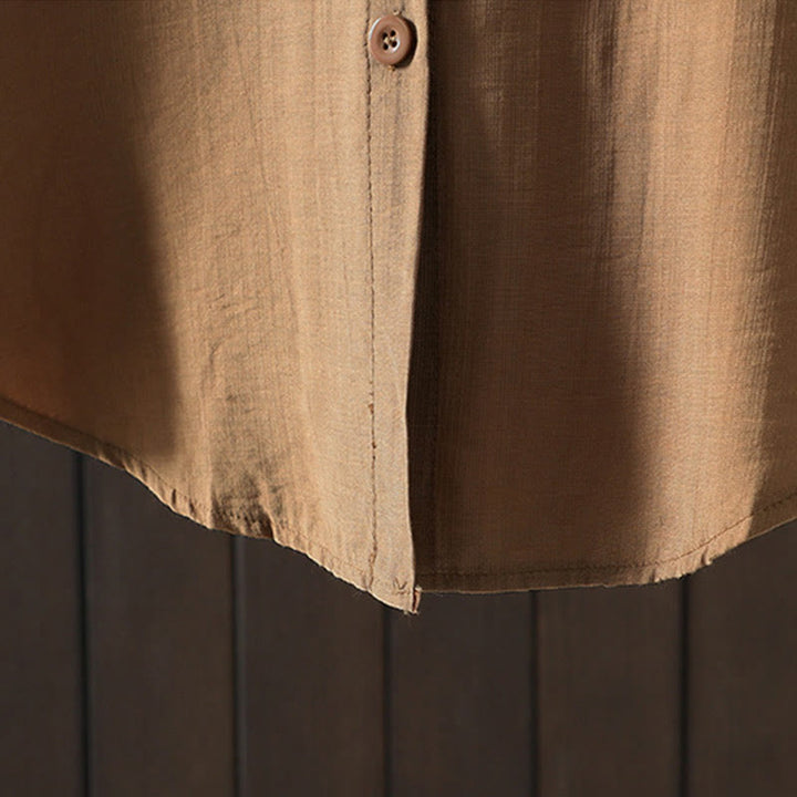 Buddha Stones Damen Baumwollmantel mit Taschen und schlichten Knöpfen - image 3