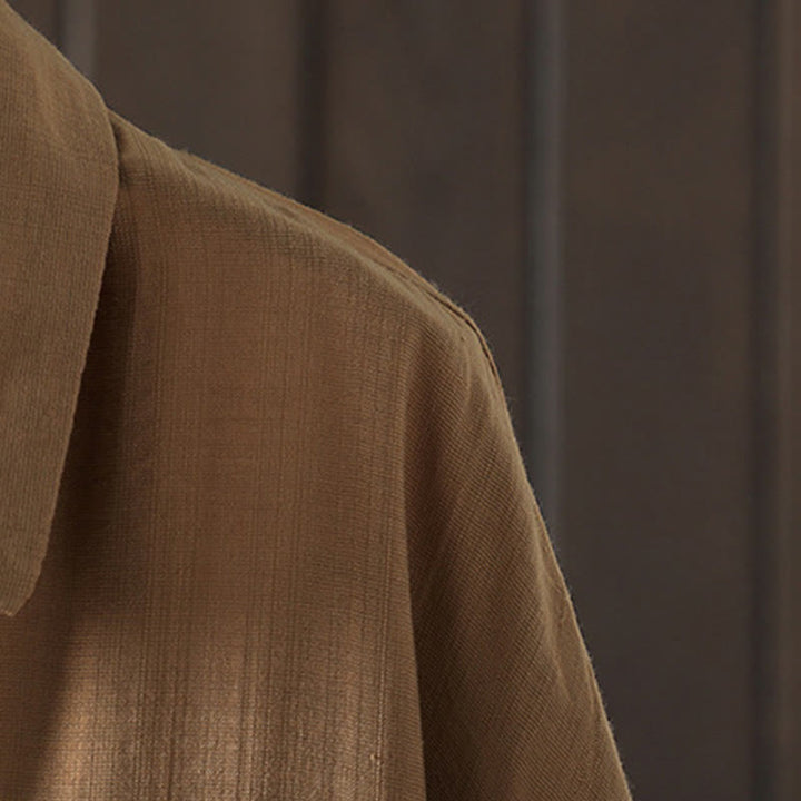 Buddha Stones Damen Baumwollmantel mit Taschen und schlichten Knöpfen - image 4