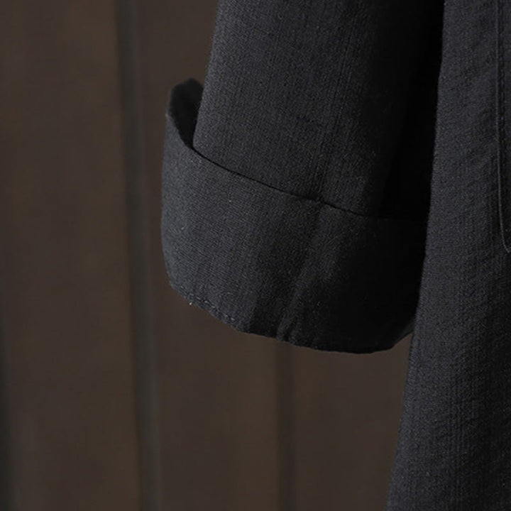 Buddha Stones Damen Baumwollmantel mit Taschen und schlichten Knöpfen - image 12