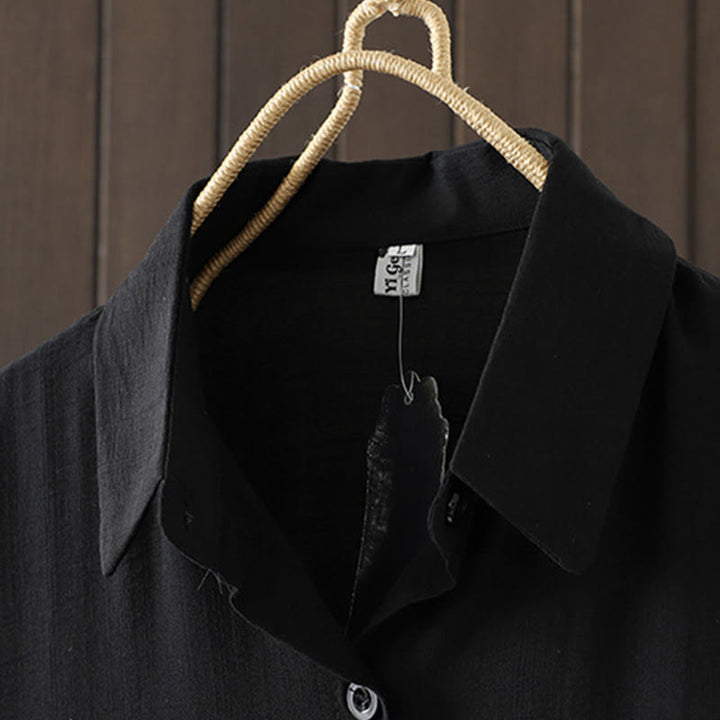 Buddha Stones Damen Baumwollmantel mit Taschen und schlichten Knöpfen - image 11