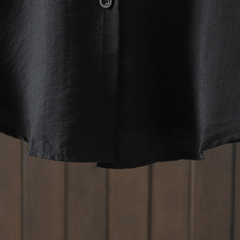 Buddha Stones Damen Baumwollmantel mit Taschen und schlichten Knöpfen - image 14