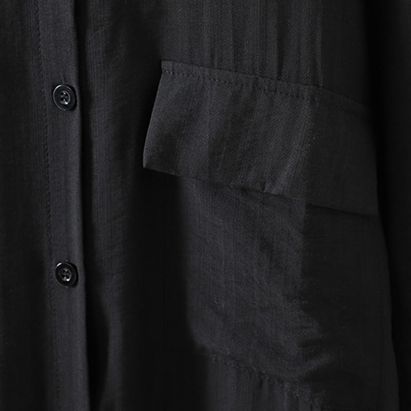 Buddha Stones Damen Baumwollmantel mit Taschen und schlichten Knöpfen - image 15