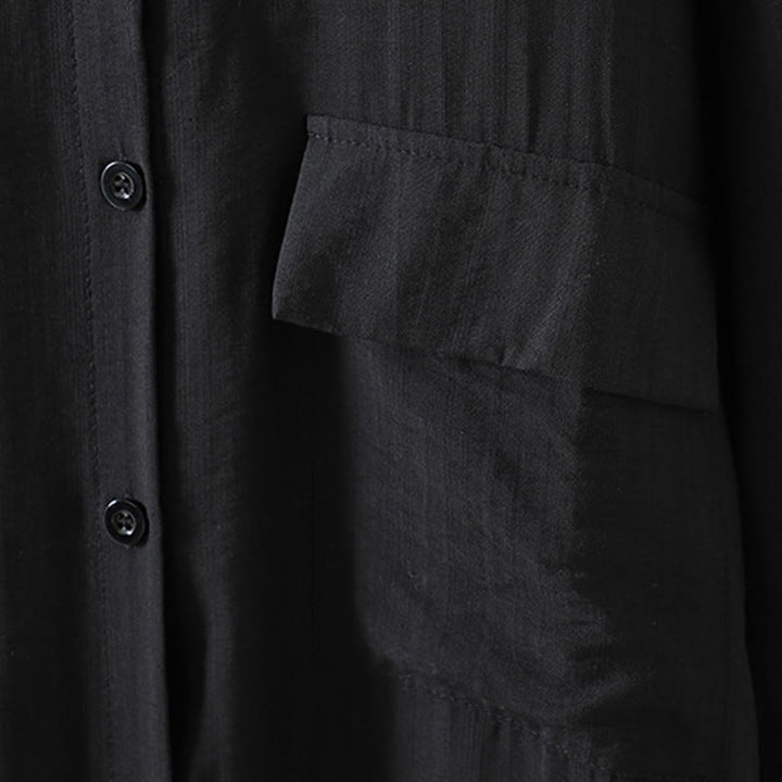 Buddha Stones Damen Baumwollmantel mit Taschen und schlichten Knöpfen - image 15