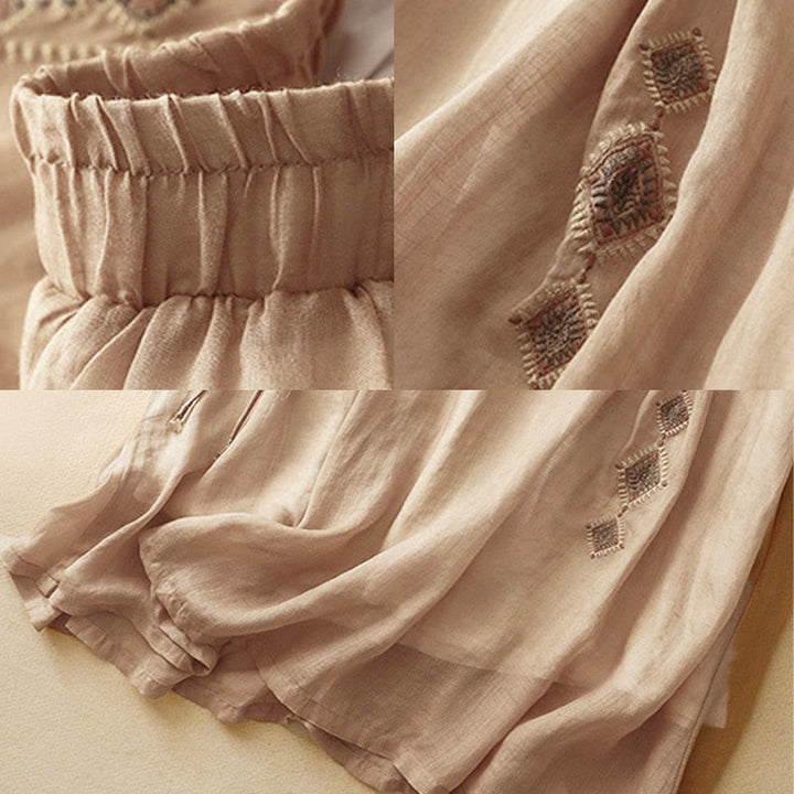 Buddha Stones, ethnisches Vintage-Stickerei-Knopf-Design, Damen-Baumwoll-Leinen-Rock in 7–8 Länge - image 13