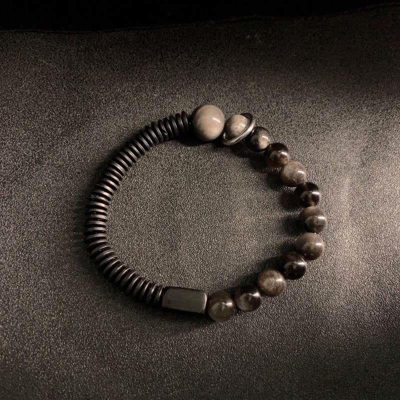 Buddha Stones Silberglanz Obsidian Kokosnussschale Schutzarmband - image 8
