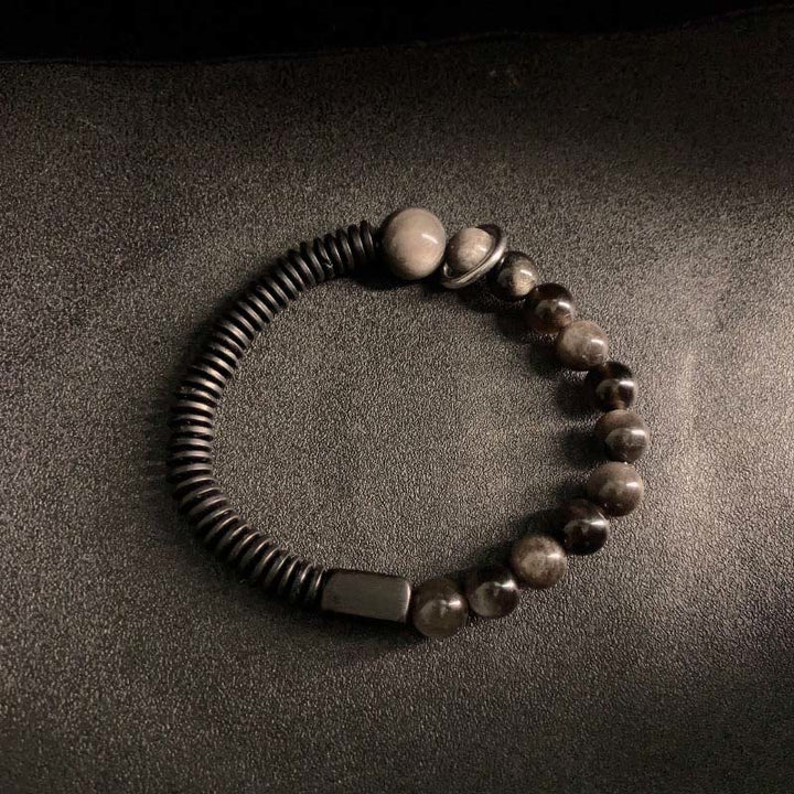 Buddha Stones Silberglanz Obsidian Kokosnussschale Schutzarmband - image 8