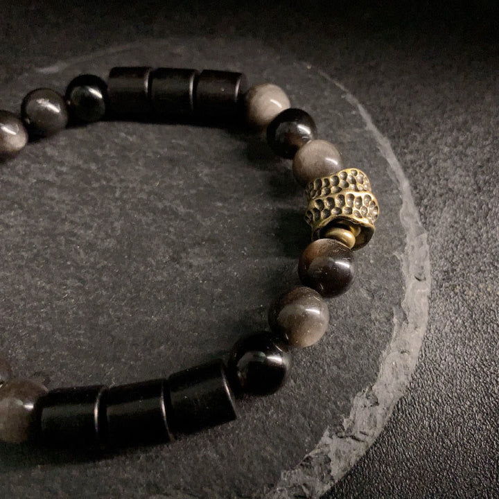 Buddha Stones Silberglanz Obsidian Ebenholz Schutzarmband - image 7