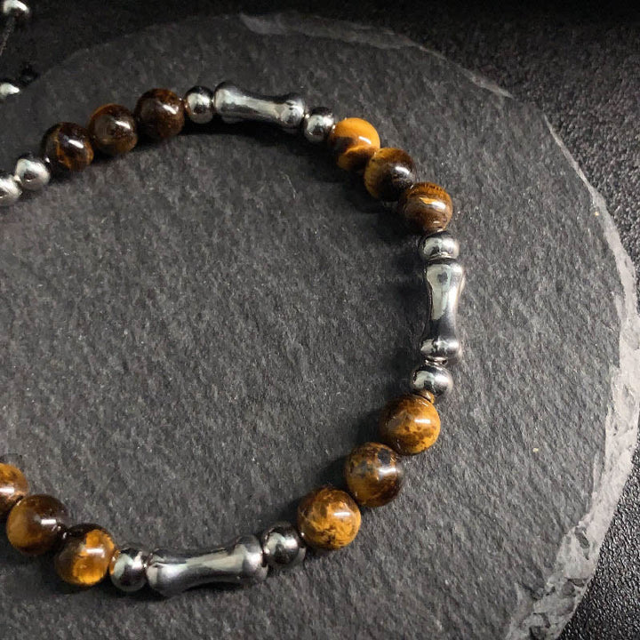 Buddha Stones Niedliches Knochenmuster Tigerauge Mut Perlen Armband - image 8