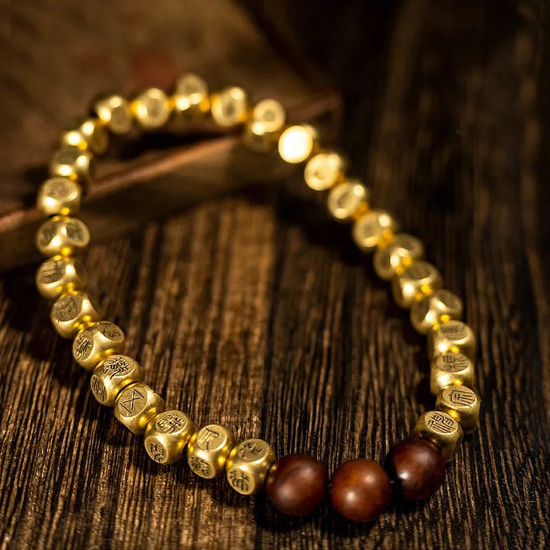 Buddha Stones Kupfer Messing Blitzschlag Jujube Holz Perlen Reichtum Armband - image 7