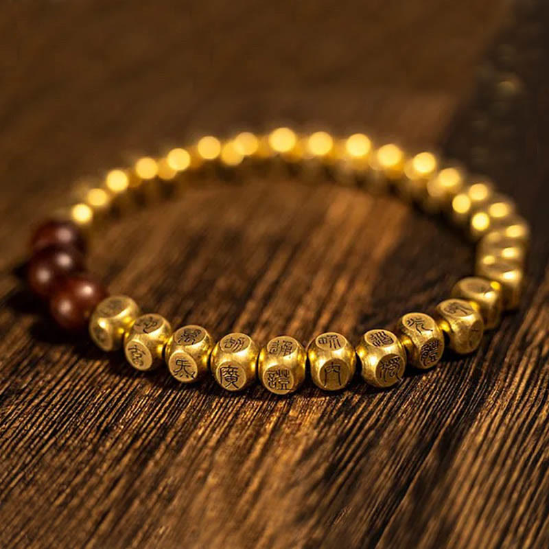 Buddha Stones Kupfer Messing Blitzschlag Jujube Holz Perlen Reichtum Armband - image 8