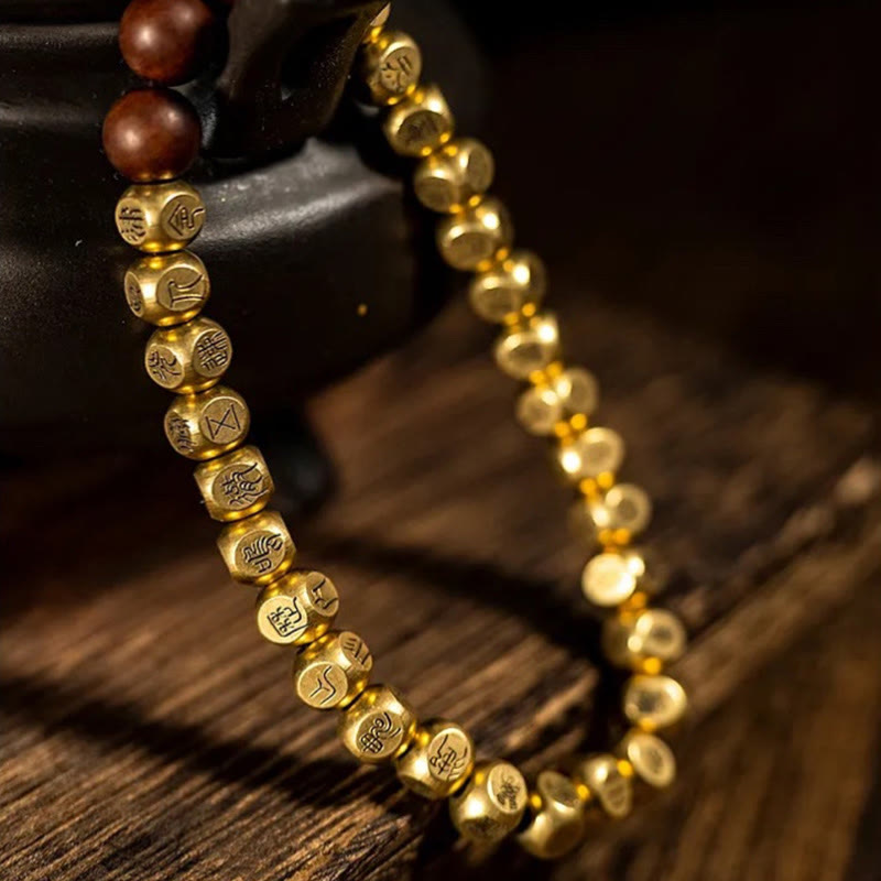 Buddha Stones Kupfer Messing Blitzschlag Jujube Holz Perlen Reichtum Armband - image 9