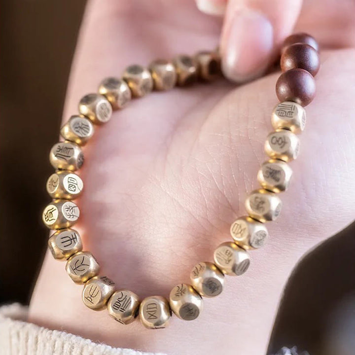 Buddha Stones Kupfer Messing Blitzschlag Jujube Holz Perlen Reichtum Armband - image 14