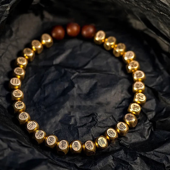 Buddha Stones Kupfer Messing Blitzschlag Jujube Holz Perlen Reichtum Armband - image 11