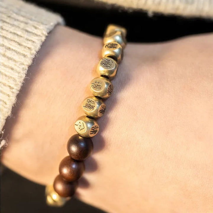 Buddha Stones Kupfer Messing Blitzschlag Jujube Holz Perlen Reichtum Armband - image 12