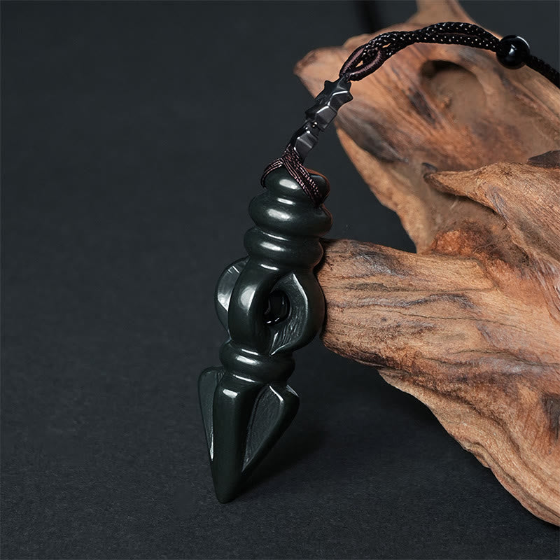 Buddha Stones ​​Tibetischen Hetian Cyan Jade Stößel Vajra Dorje Stern Harmonie Halskette Anhänger - Cyan Jade Vajra - image 0