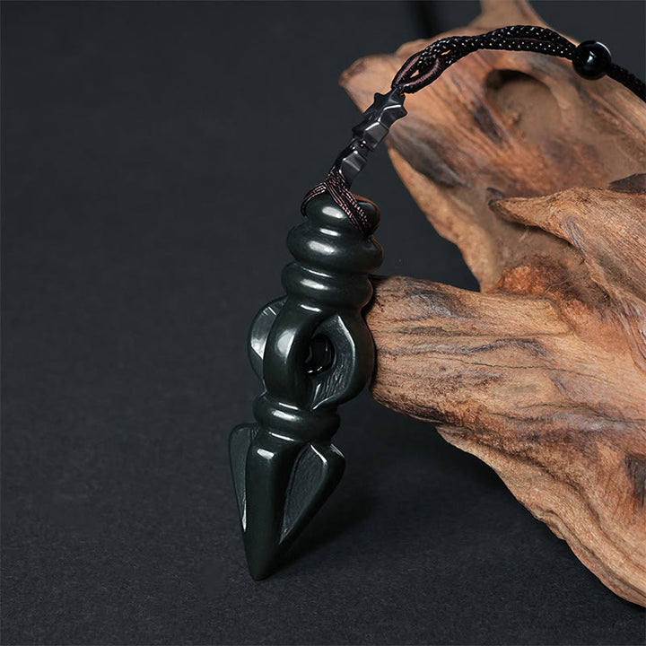 Buddha Stones ​​Tibetischen Hetian Cyan Jade Stößel Vajra Dorje Stern Harmonie Halskette Anhänger - Cyan Jade Vajra - image 0