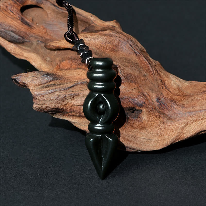 Buddha Stones ​​Tibetischen Hetian Cyan Jade Stößel Vajra Dorje Stern Harmonie Halskette Anhänger - image 1