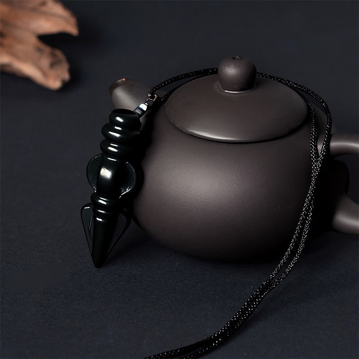 Buddha Stones ​​Tibetischen Hetian Cyan Jade Stößel Vajra Dorje Stern Harmonie Halskette Anhänger - image 3