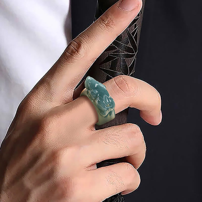 Buddha Stones Fengshui Reichtum Wohlstand Jade PiXiu Glück Ring - image 5