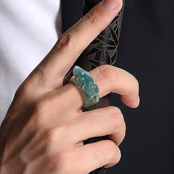 Buddha Stones Fengshui Reichtum Wohlstand Jade PiXiu Glück Ring - image 5
