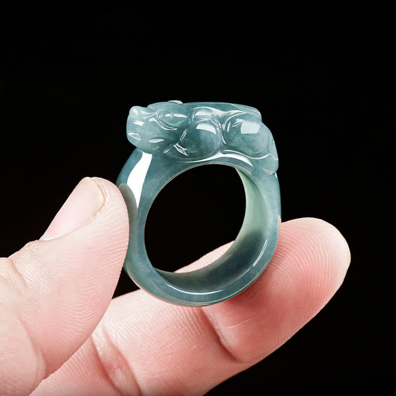 Buddha Stones Fengshui Reichtum Wohlstand Jade PiXiu Glück Ring - image 4