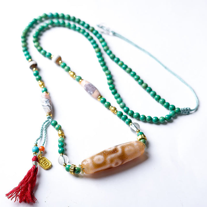 Buddha Stones Tibet Dzi Perle Türkis Perle Kette Schutz Halskette Anhänger - image 8
