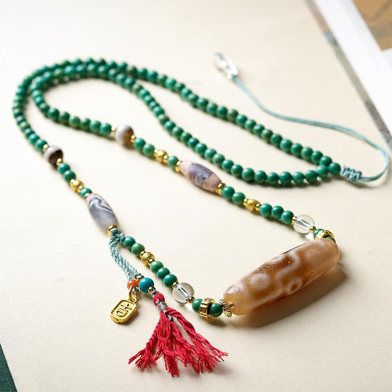 Buddha Stones Tibet Dzi Perle Türkis Perle Kette Schutz Halskette Anhänger - image 4