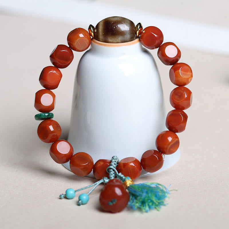 Buddha Stones Natürlicher Südroter Achat Pixiu Dzi Bead Glücksarmband - image 8