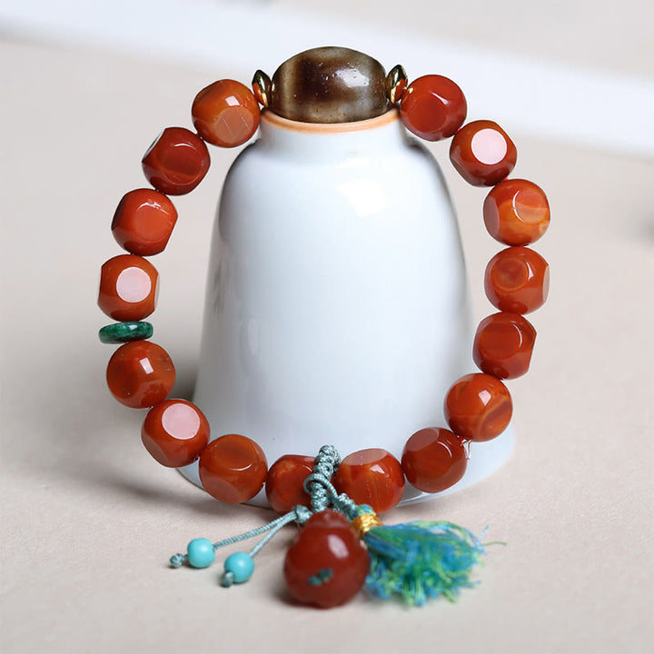 Buddha Stones Natürlicher Südroter Achat Pixiu Dzi Bead Glücksarmband - image 8