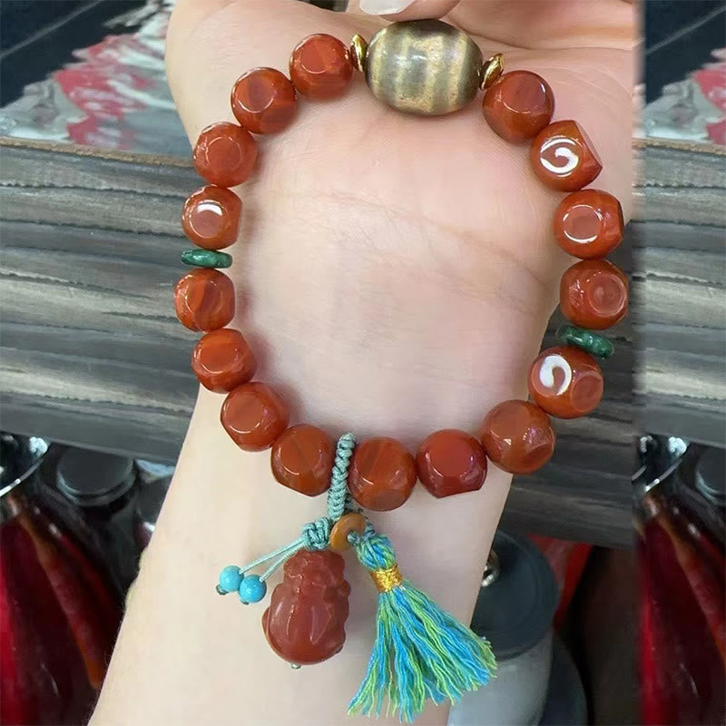 Buddha Stones Natürlicher Südroter Achat Pixiu Dzi Bead Glücksarmband - image 9
