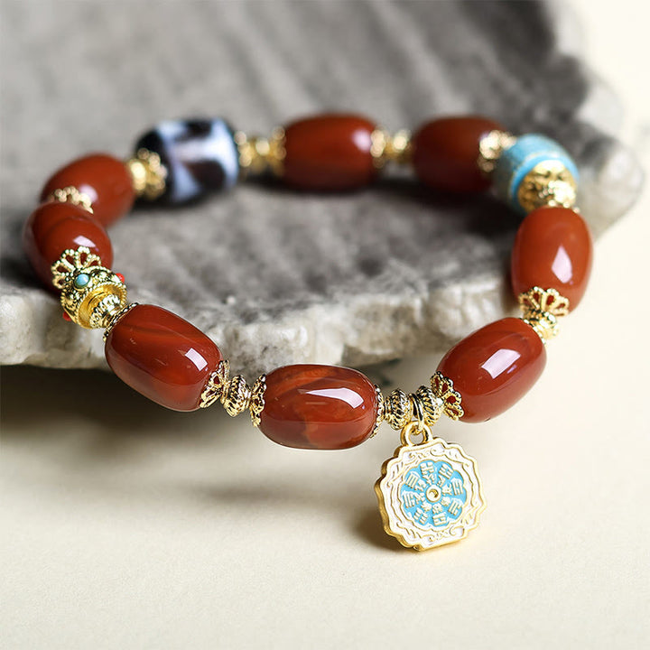 Buddha Stones Natürliches Südrotes Achat Bagua Dzi Bead Power Armband - image 4