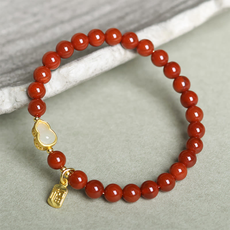 Buddha Stones Natürliche Südrote Achat Hetian Jade Kürbis Positive Armband - image 8