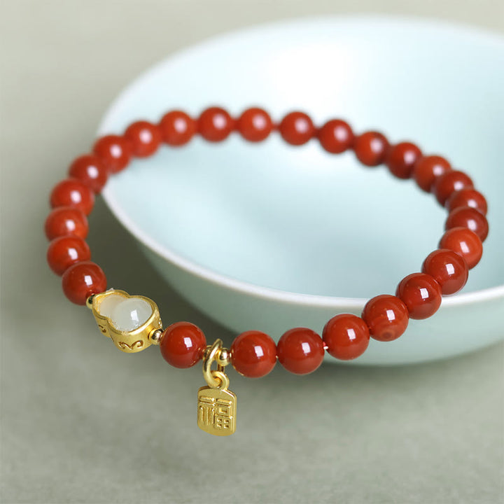 Buddha Stones Natürliche Südrote Achat Hetian Jade Kürbis Positive Armband - image 5