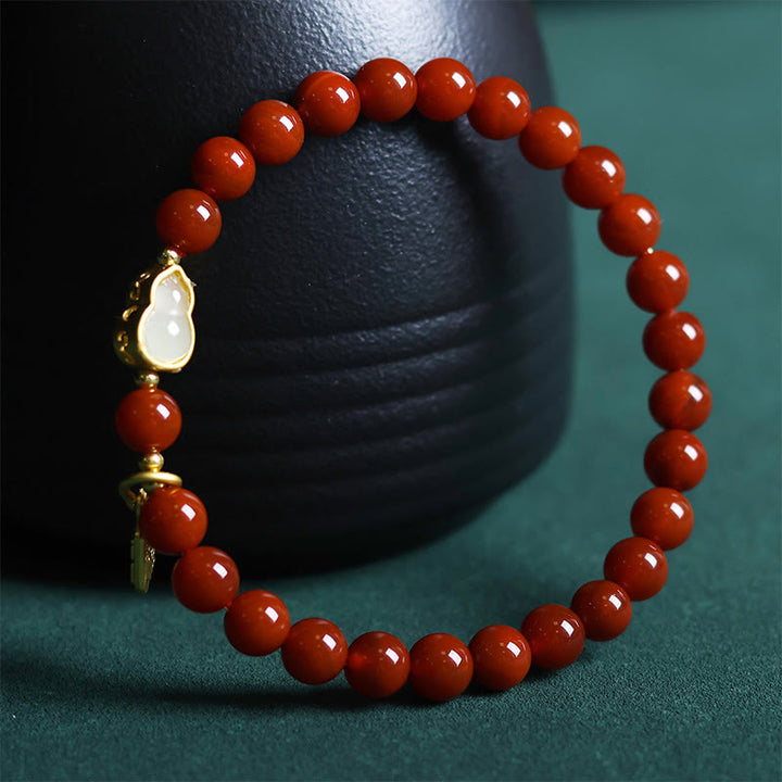 Buddha Stones Natürliche Südrote Achat Hetian Jade Kürbis Positive Armband - image 3