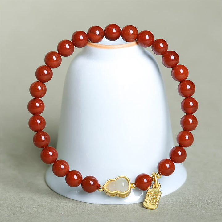 Buddha Stones Natürliche Südrote Achat Hetian Jade Kürbis Positive Armband - image 4