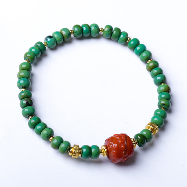 Buddha Stones Tibetische Türkisperlen Südroter Achat Lotus Balance Armband - image 10
