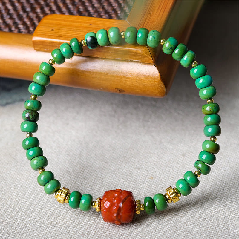 Buddha Stones Tibetische Türkisperlen Südroter Achat Lotus Balance Armband - image 9