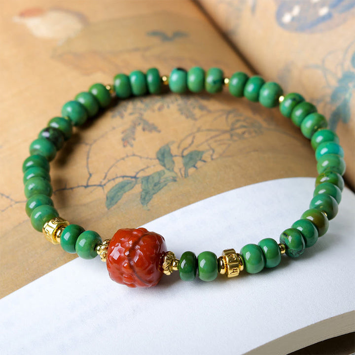 Buddha Stones Tibetische Türkisperlen Südroter Achat Lotus Balance Armband - image 5