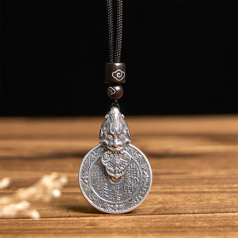 Buddha Stones Berggeister geben Geld aus Bagua-Design Kupfer Pixiu Harmonie Halskette Anhänger - image 3