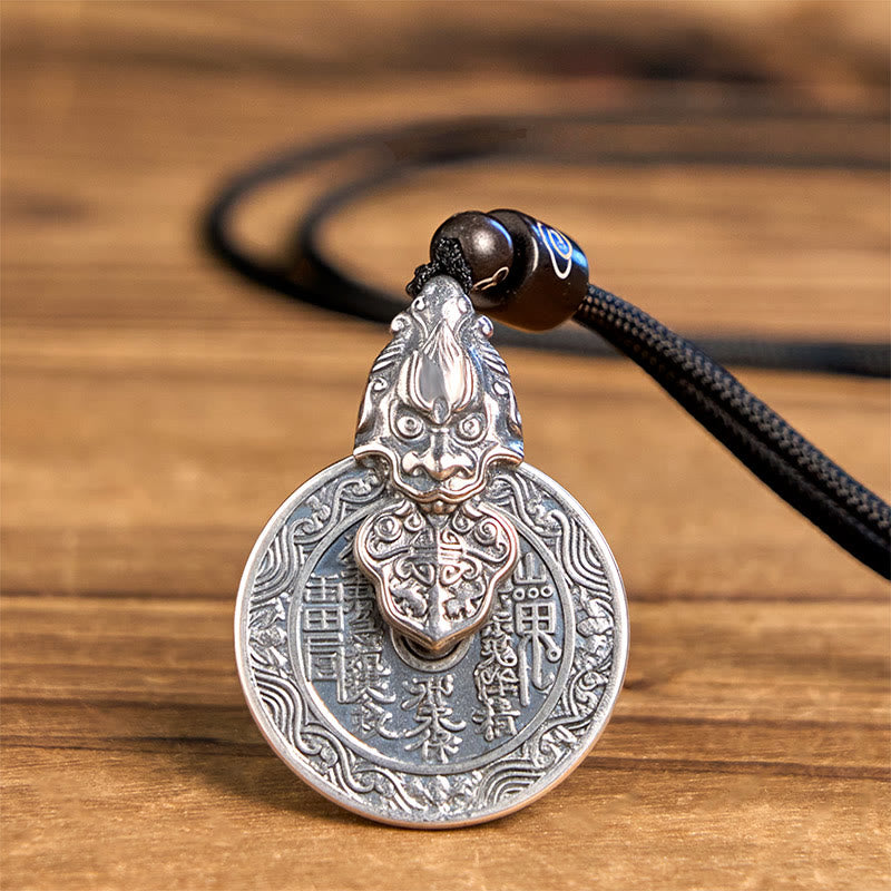 Buddha Stones Berggeister geben Geld aus Bagua-Design Kupfer Pixiu Harmonie Halskette Anhänger - Berggeister geben Geld aus - image 0