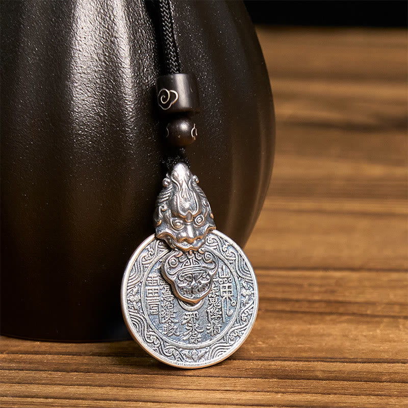 Buddha Stones Berggeister geben Geld aus Bagua-Design Kupfer Pixiu Harmonie Halskette Anhänger - image 2