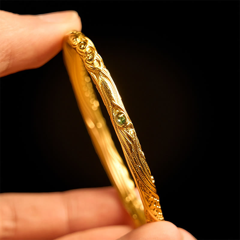 Buddha Stones Hollow Universe Circle Design Kupfer vergoldet Reichtum Armband Armreif - image 5
