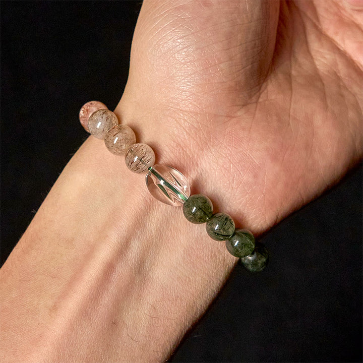 Buddha Stones Armband aus natürlichem grünem Rutilquarz, Super Seven-Kristall, Reichtum - image 5