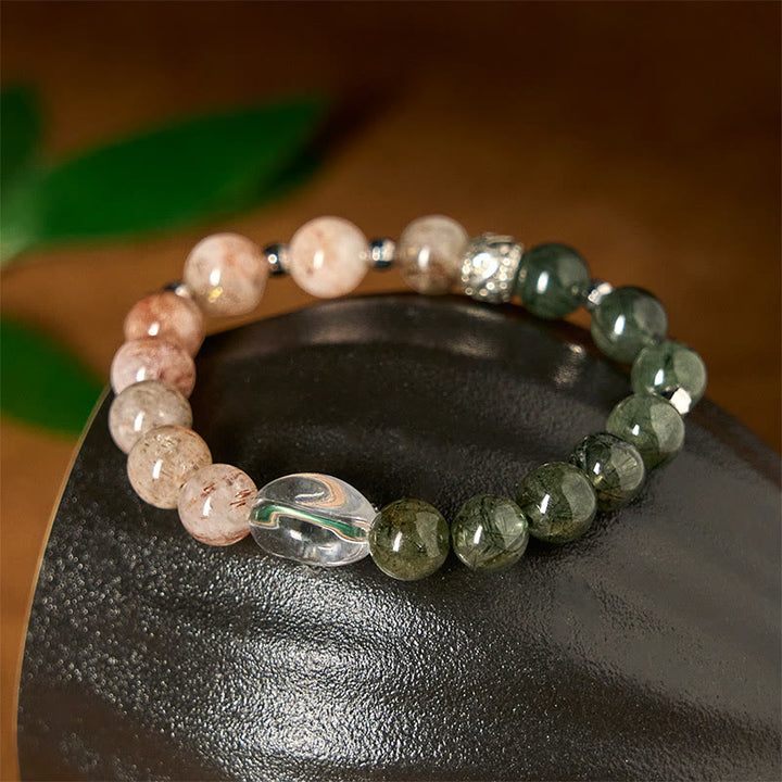Buddha Stones Armband aus natürlichem grünem Rutilquarz, Super Seven-Kristall, Reichtum - image 4