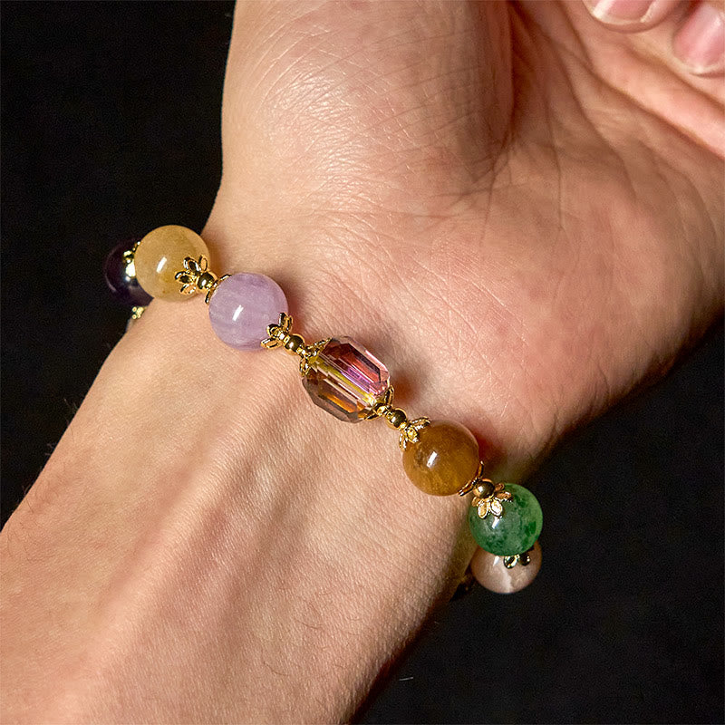 Buddha Stones Natürliche Dunhuang Bunte Perlen Amethyst Lazurite Balance Armband - image 5