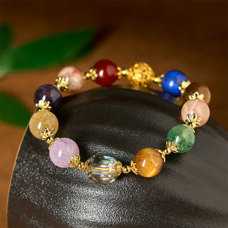 Buddha Stones Natürliche Dunhuang Bunte Perlen Amethyst Lazurite Balance Armband - Amethyst (Handgelenkumfang: 14–16 cm) - image 1