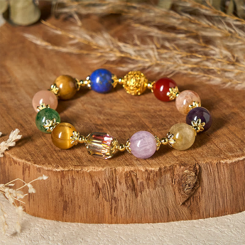 Buddha Stones Natürliche Dunhuang Bunte Perlen Amethyst Lazurite Balance Armband - image 4