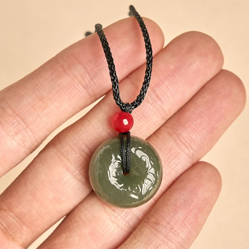Buddha Stones Frieden Schnalle Auspicious Wolken Cyan Jade Halskette Glück Anhänger - image 12