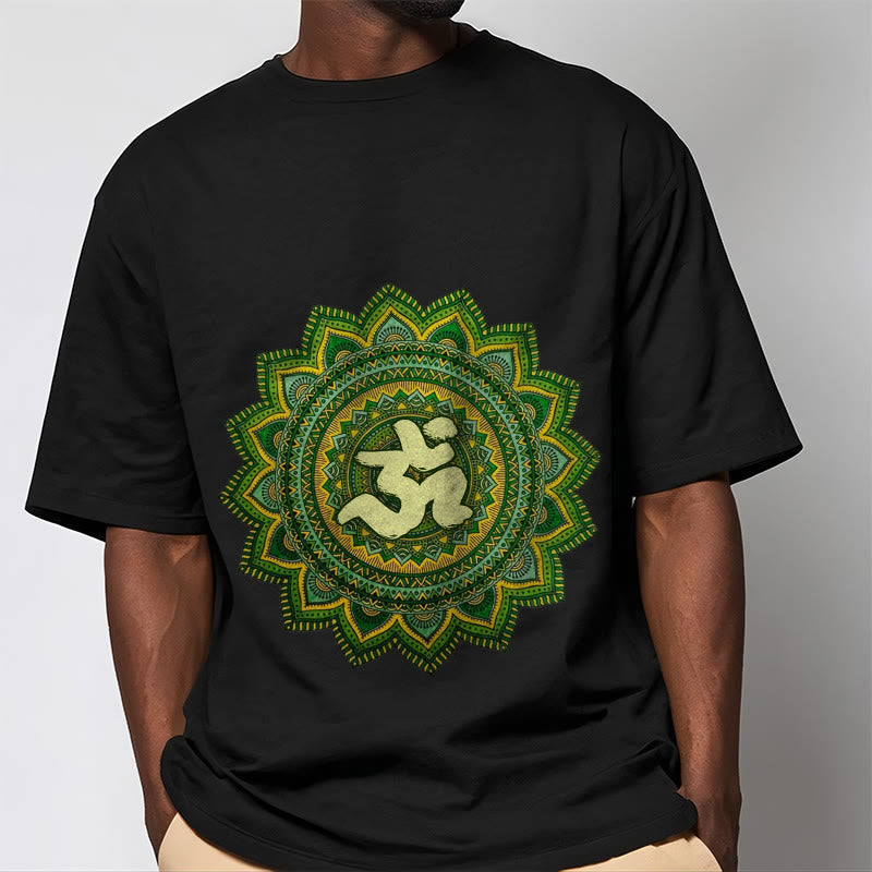 Buddha Stones Casual Grün Mandala Om Symbol Muster Baumwolle T-Shirt - image 6